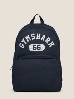 Gymshark Navy and White Logo Arch Backpack